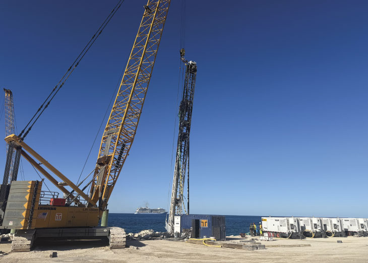 Drilling rig sitting on dock