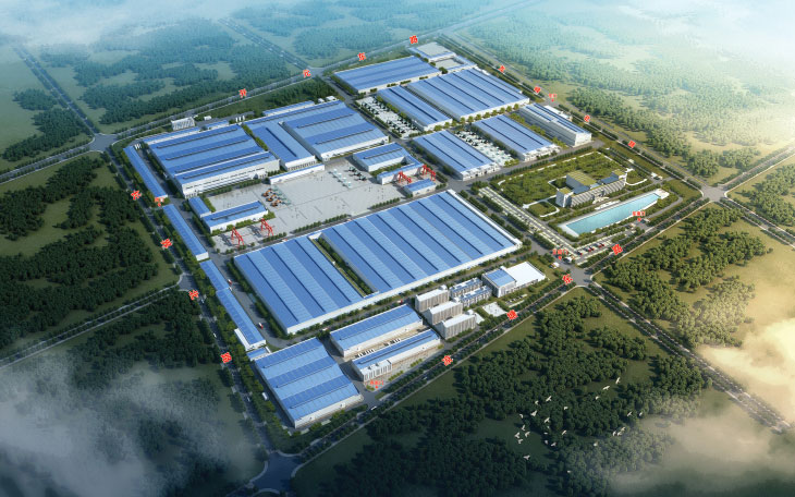 3D rendering of Sunward global headquarters and manufacturing campus