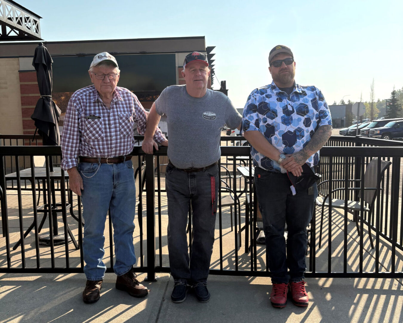 Joey M, Kevin and Joey D pose for outdoor photo