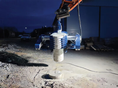 Installing pile in the dark of night