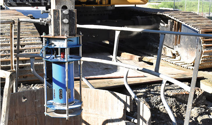 View of top mount winch system on construction site