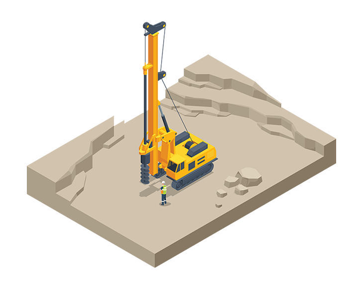 Illustration of piledriver working on site