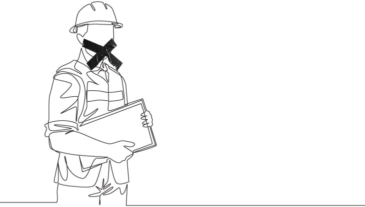 Single continuous line drawing of foreman holding clipboard
