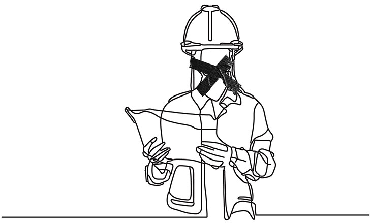 Single continuous line drawing of foreman holding clipboard