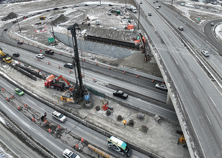 Aerial view of the Glenmore Trail Overpass