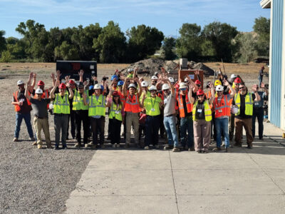 Class photo at TEI Warehouse