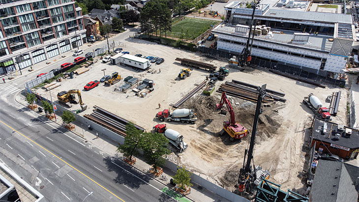 Aerial view of construction site