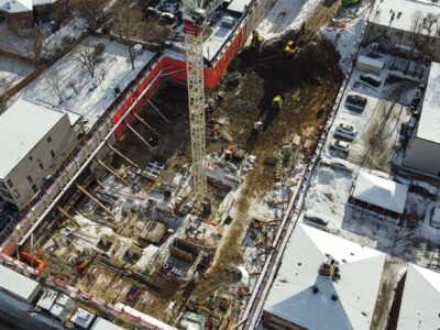 Aerial view of construction site