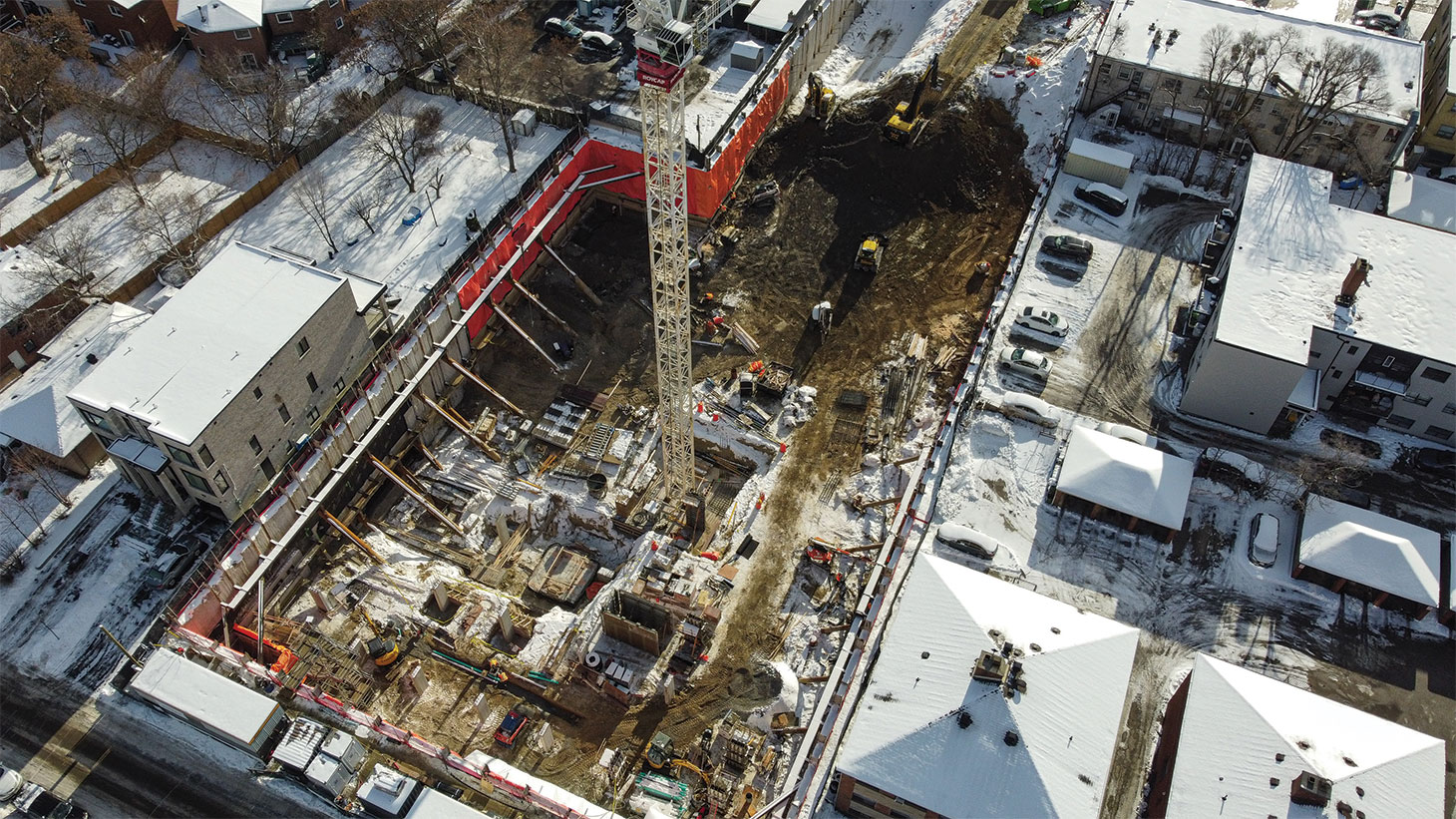 Aerial view of construction site