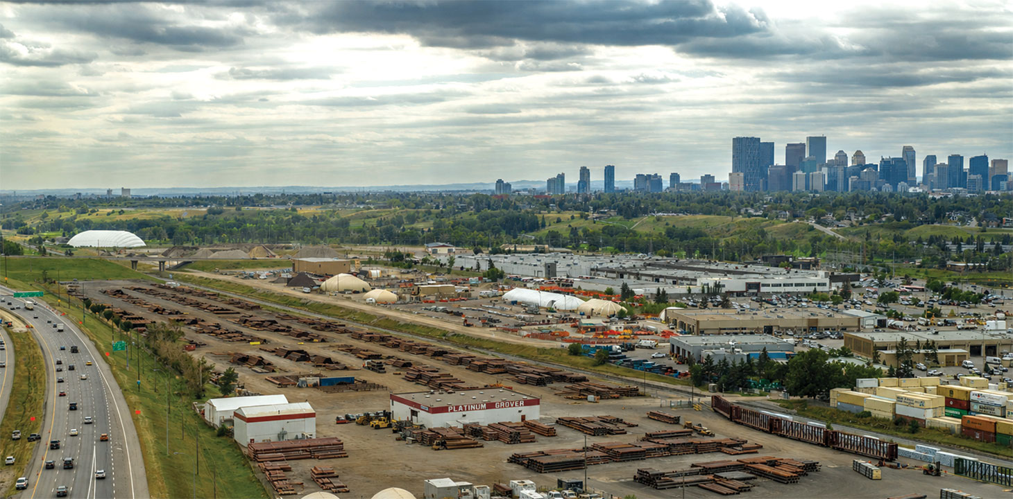 Aerial view of Platinum Grover yard in Calgary, Alta.