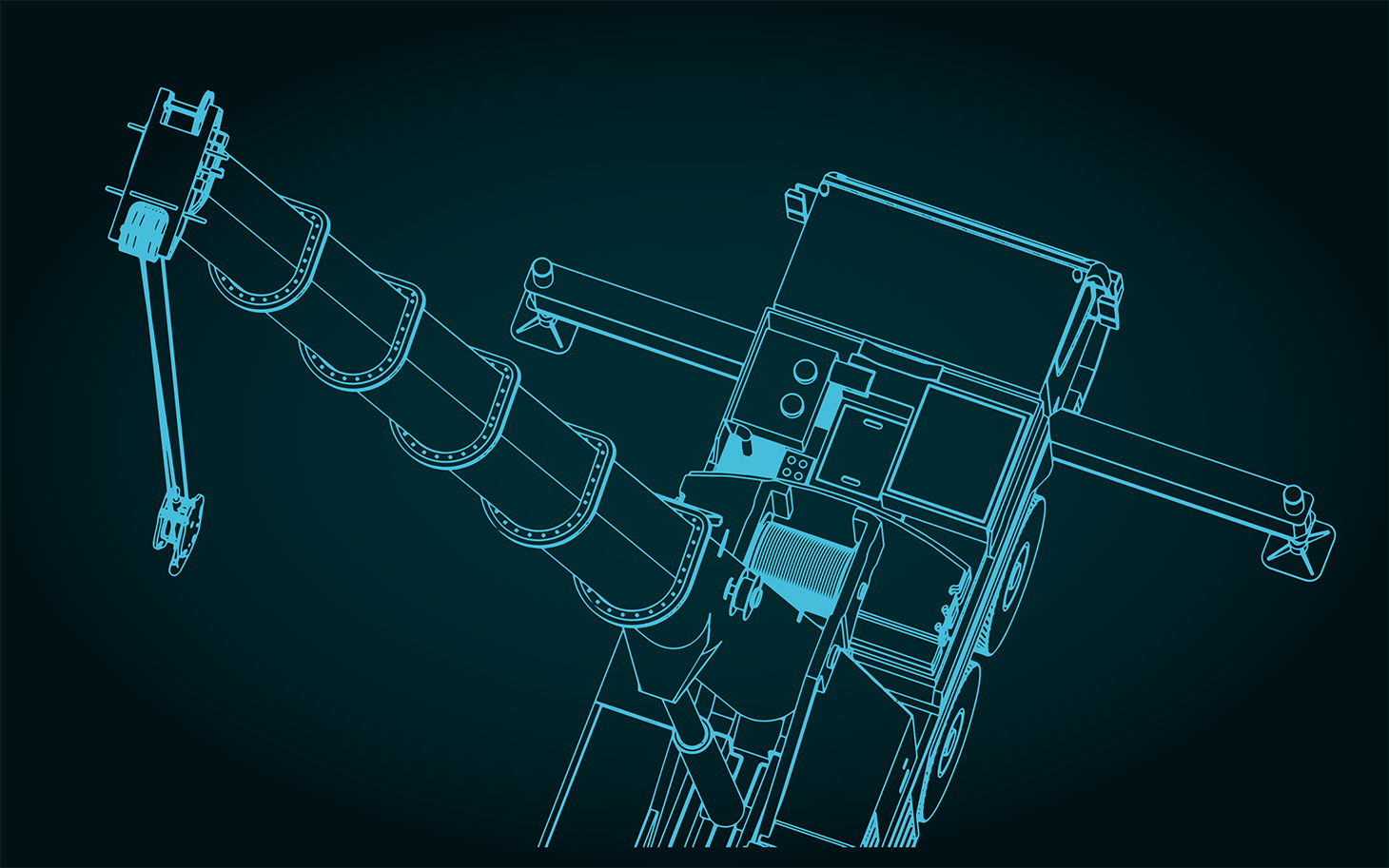 Illustration of mobile crane with long telescopic boom